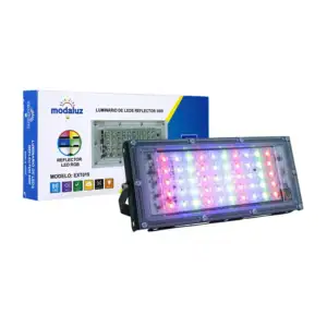 Reflector luminario led rgb modaluz con control, 50w, 4000lm / ext019