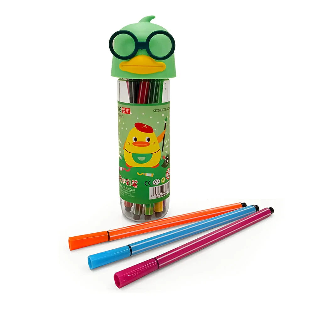 Estuche con diseño de pato y 12 plumones de colores / sc-902 / c-283-…
