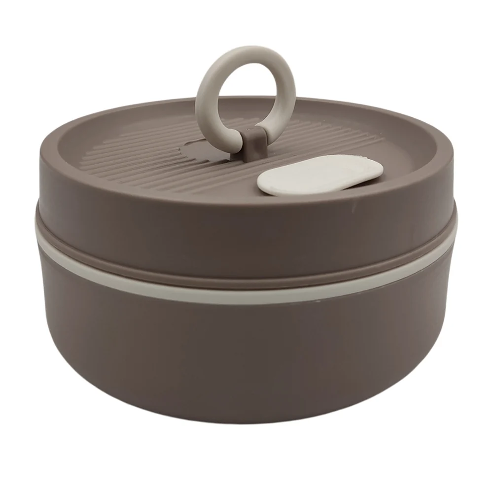 Tupper pequeño, redondo, con interior metálico y anillo agarradera, u…