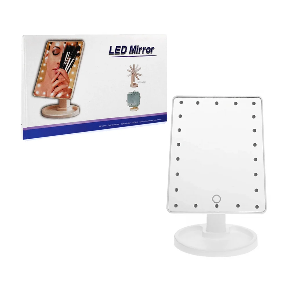 Espejo rectangular + iluminación led, recargable, base con inclinació…