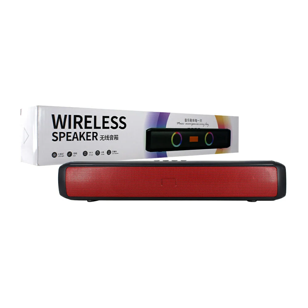 Bocina barra de sonido bluetooth con radio fm, luz led y ranuras para…