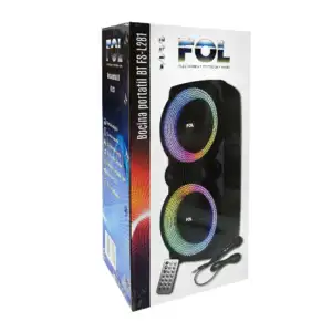Bocina fol bluetooth 8"x2 con luz led, micrófono, control remoto y ra…