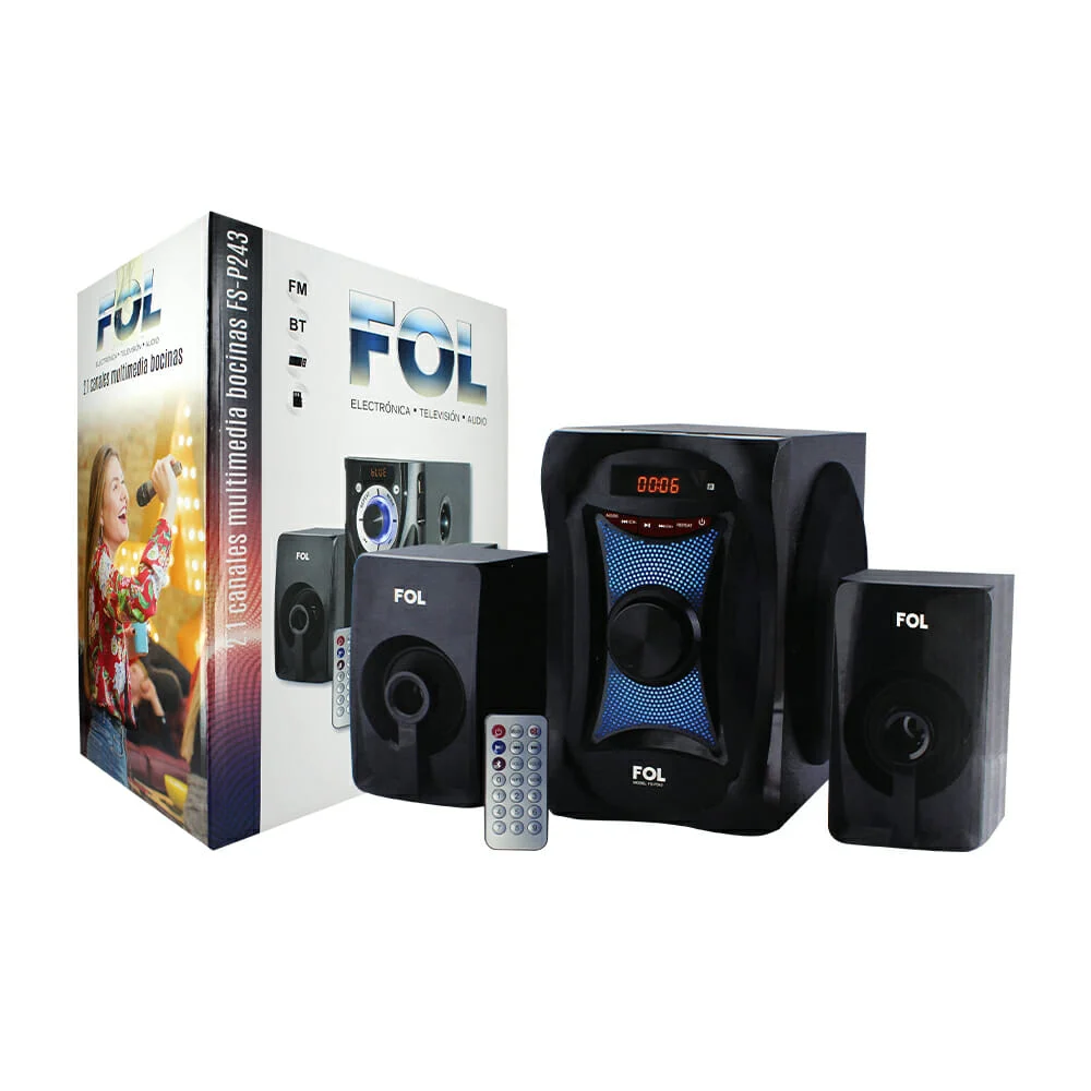 Teatro en casa, 3 bocinas fol con canales multimedia fm/usb/tf + cont…