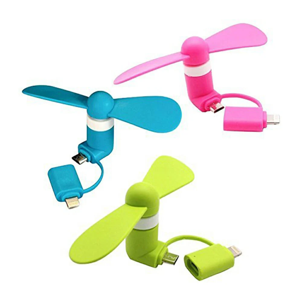 Mini ventilador de plástico para teléfono, con entrada v8 y lightning…