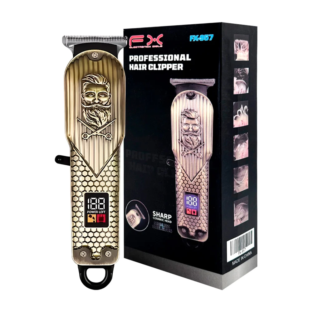 Rasuradora metálica fx recargable, pantalla led, diseño en relieve + …