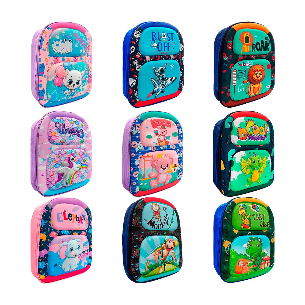 Mochila infantil de 1 compartimento, concha dura, relieve y estampado…