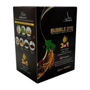 Caja con 10 sobres de shampoo 3 en 1 con tinte para el cabello y extr…