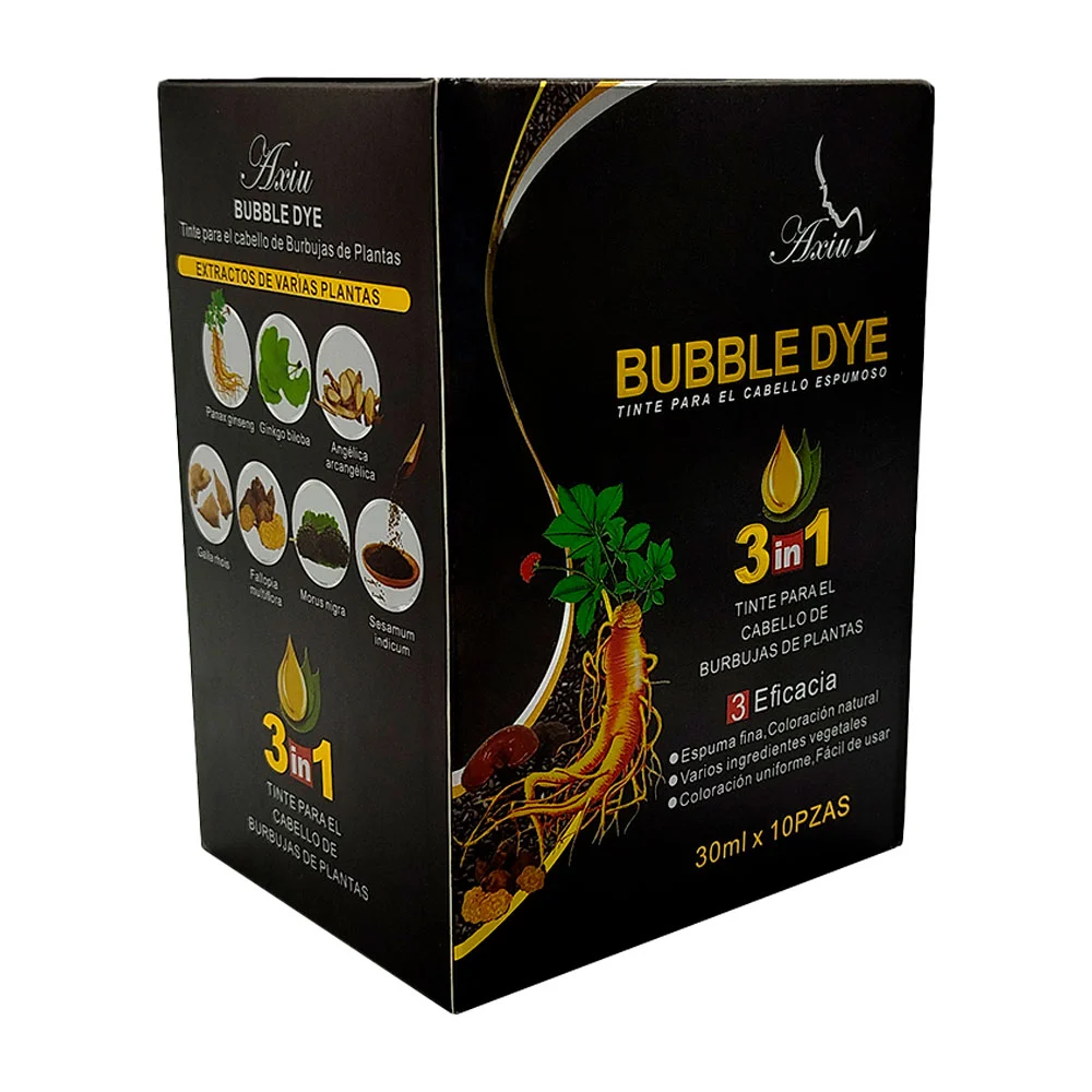 Caja con 10 sobres de shampoo 3 en 1 con tinte para el cabello y extr…
