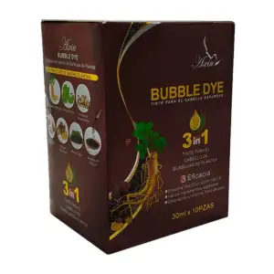 Caja con 10 sobres de shampoo 3en1 con tinte para cabello con extract…