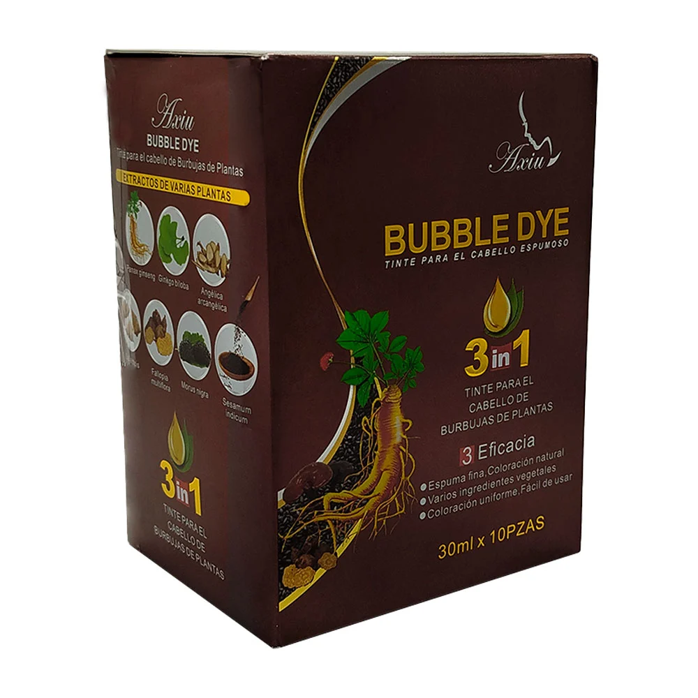 Caja con 10 sobres de shampoo 3 en 1 con tinte para el cabello y extr…