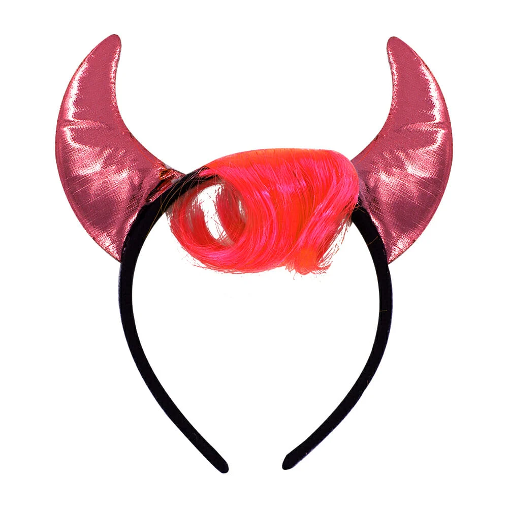 1pza Diadema con cuernos y fleco de color, variedad de colores / gui-…