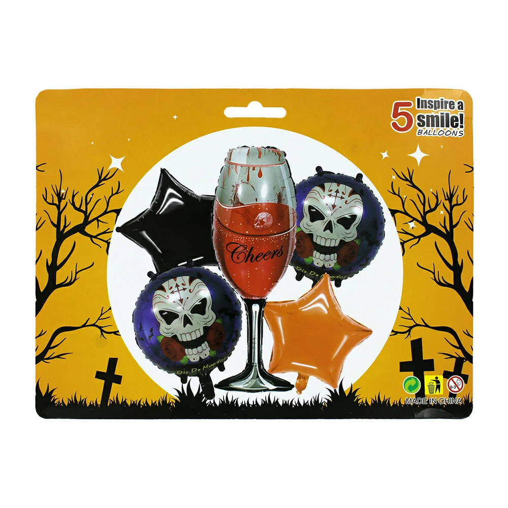 Set de 5 globos metálicos con diseño de halloween / cheers / gui-658