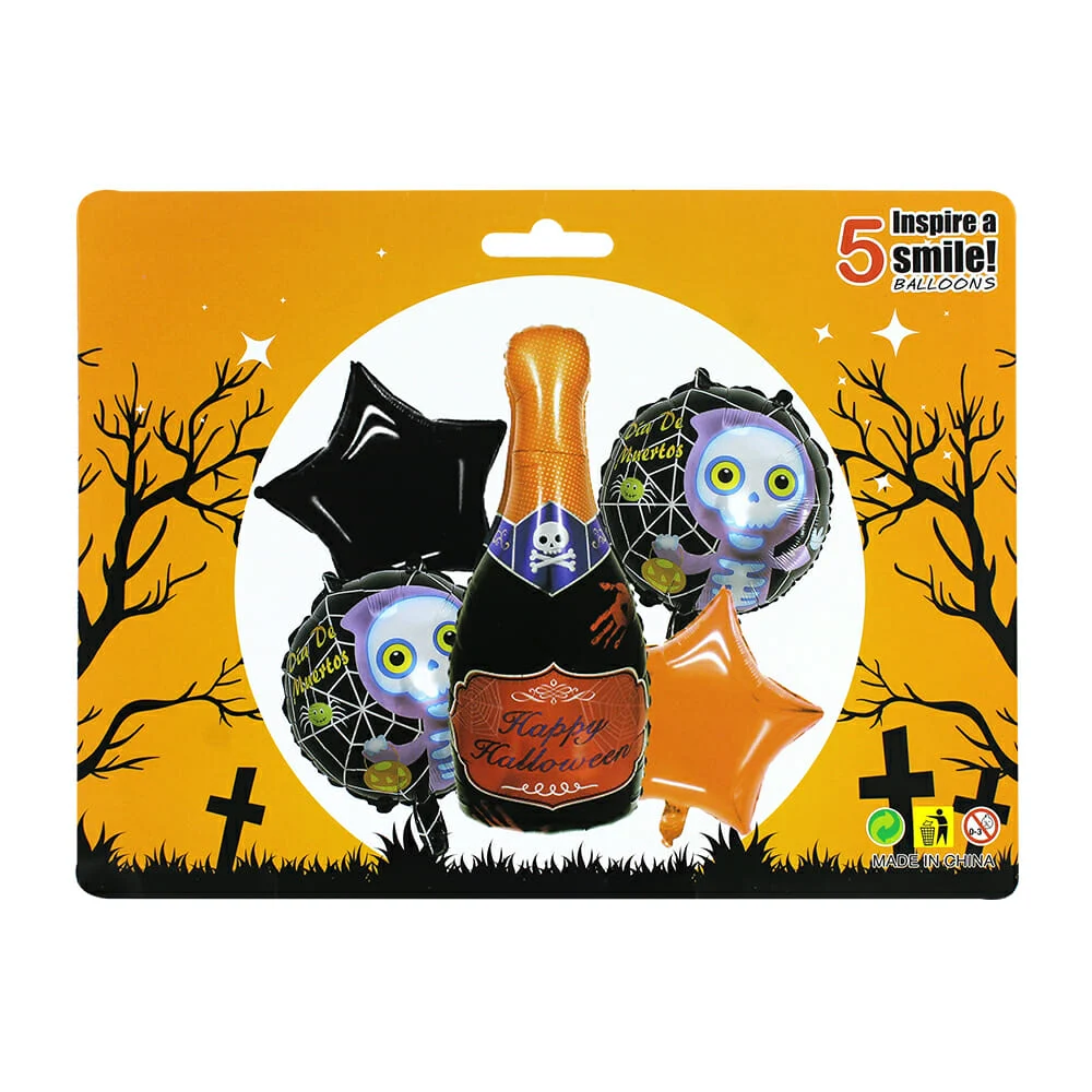 Set de 5 globos metálicos con diseño de halloween / happy halloween / gui-659
