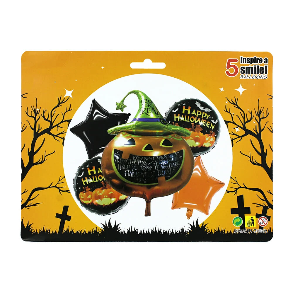 Set de 5 globos metálicos con diseño de halloween / happy halloween /…