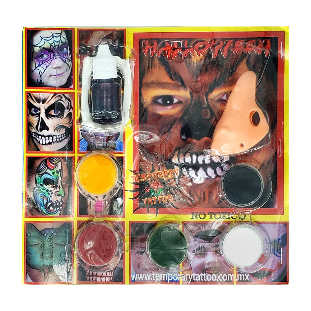 Maquillaje de Halloween grande con 5 pinturas de colores y accesorios…