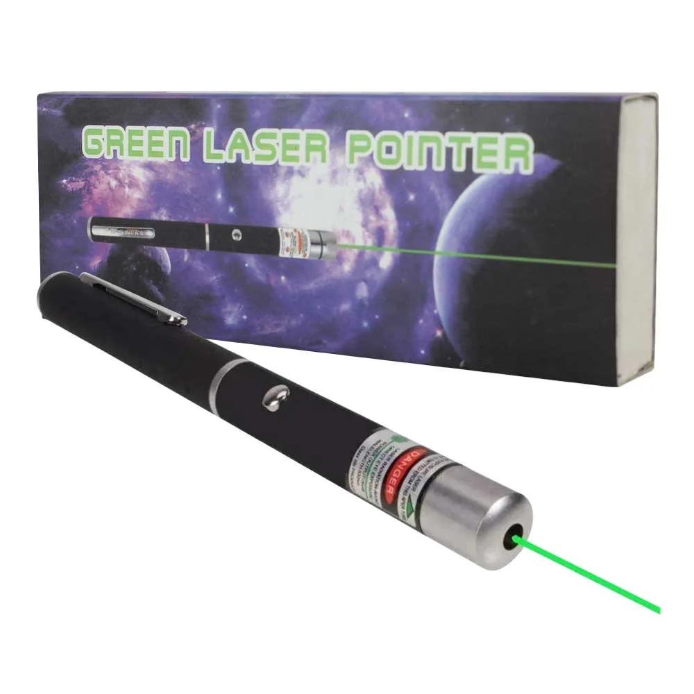 Apuntador - puntero láser color verde con cabezal intercambiable + 2 pilas / h-803 / green laser pointer / dogxn