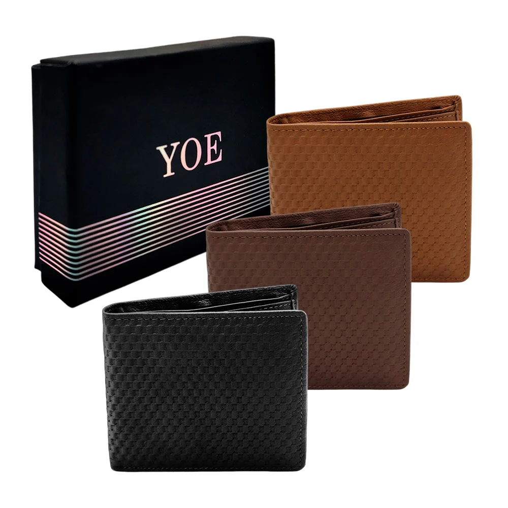 Cartera billetera yoe de color liso y estampado de cuadros para hombr…