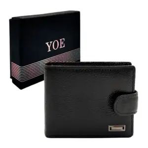 Cartera / billetera yoe en color liso con broche de botón para hombre…