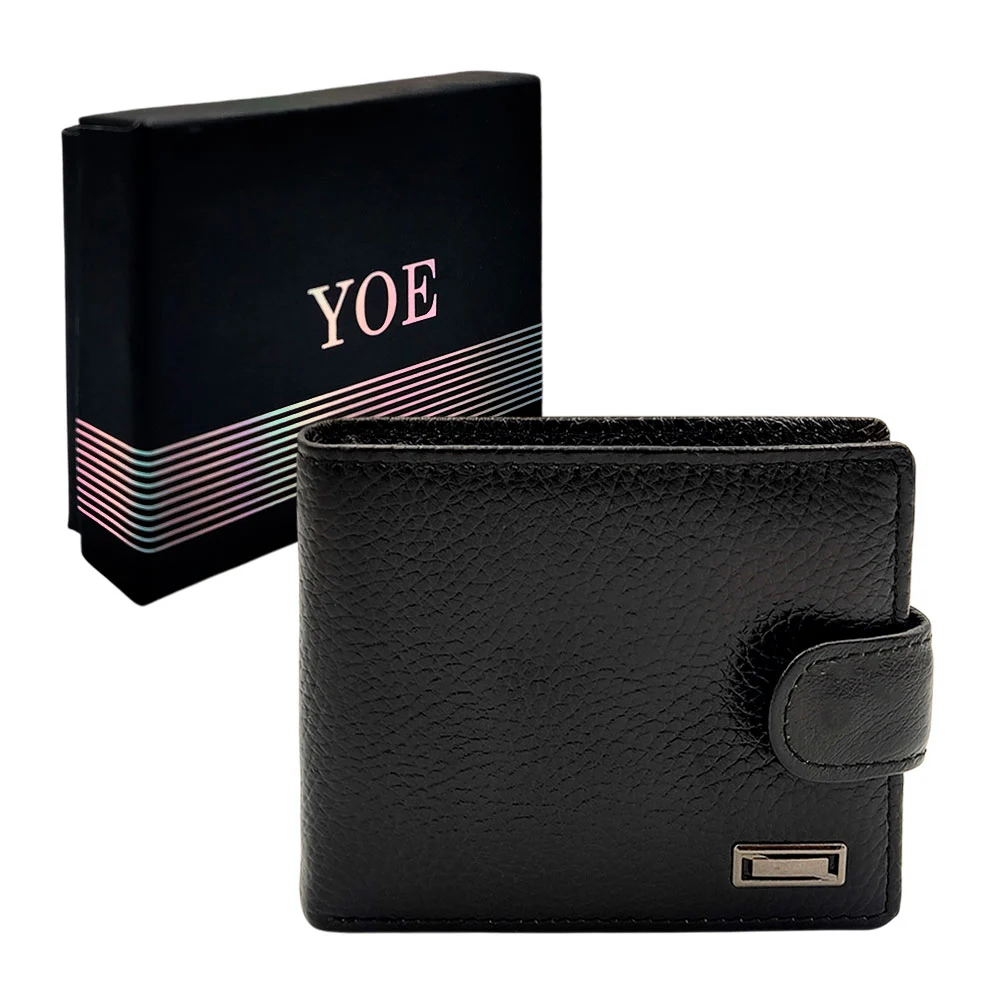 Cartera / billetera yoe en color liso con broche de botón para hombre…