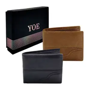 Cartera / billetera yoe de color liso y efecto cosido para hombre / h…