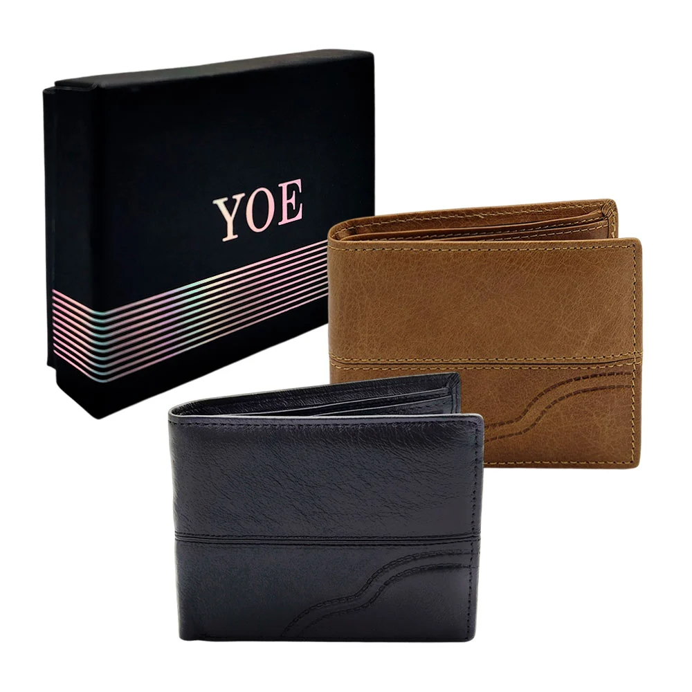 Cartera / billetera yoe de color liso y efecto cosido para hombre / h…