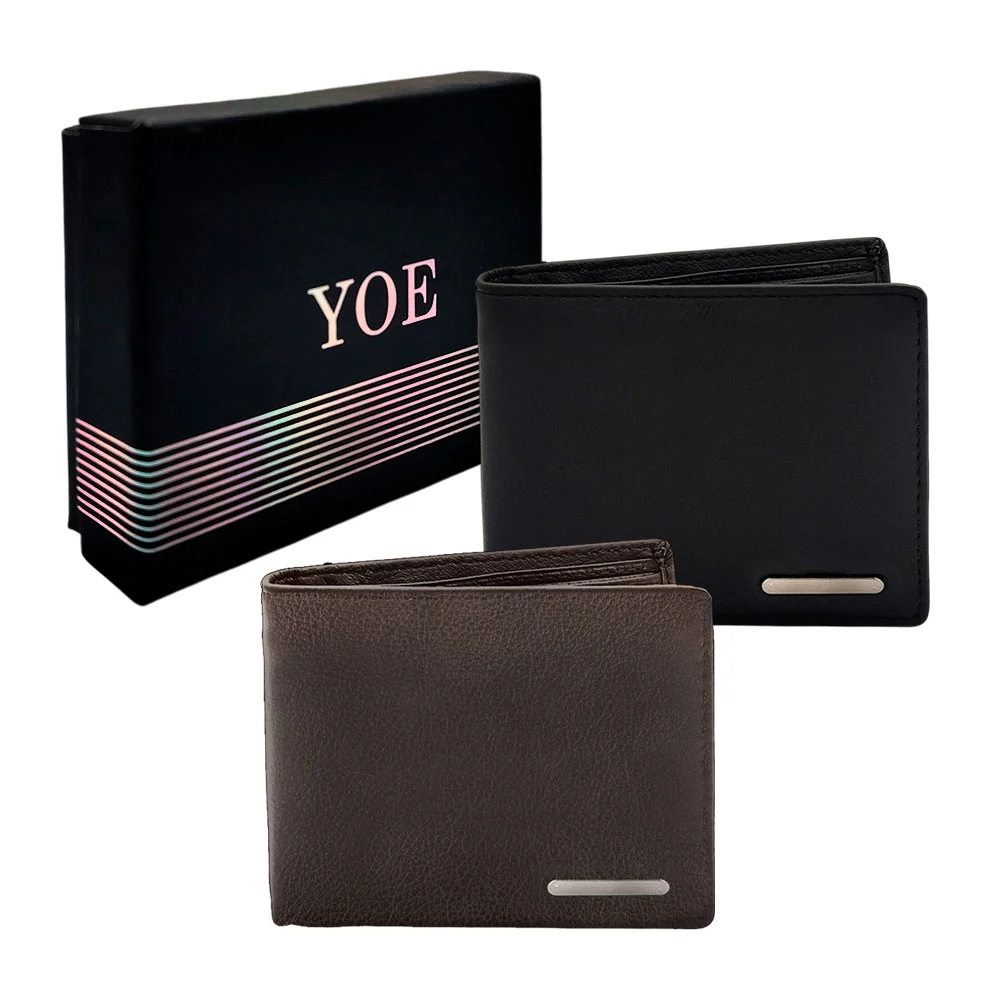 Cartera / billetera yoe de color liso y placa plateada para hombre / …