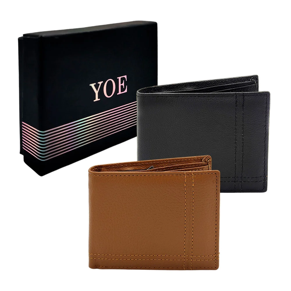 Cartera / billetera yoe de color liso con detalles cosidos para hombr…