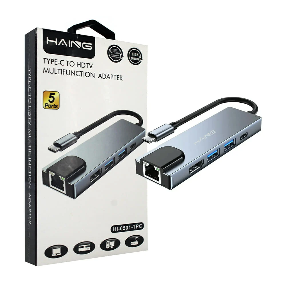 Adaptador multifuncional haing tipo c a hdtv con 2 puertos usb, 1 por…