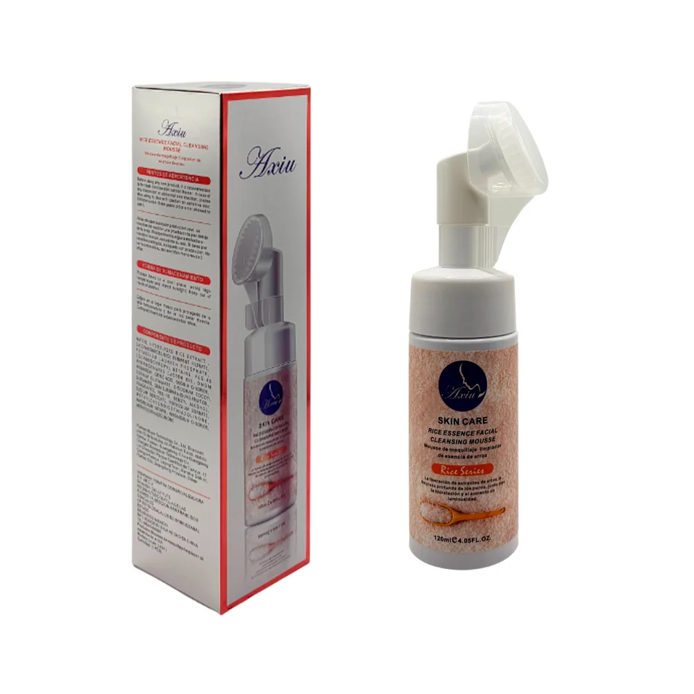 Limpiador espumoso facial con extracto de arroz y cepillo facial pequ…