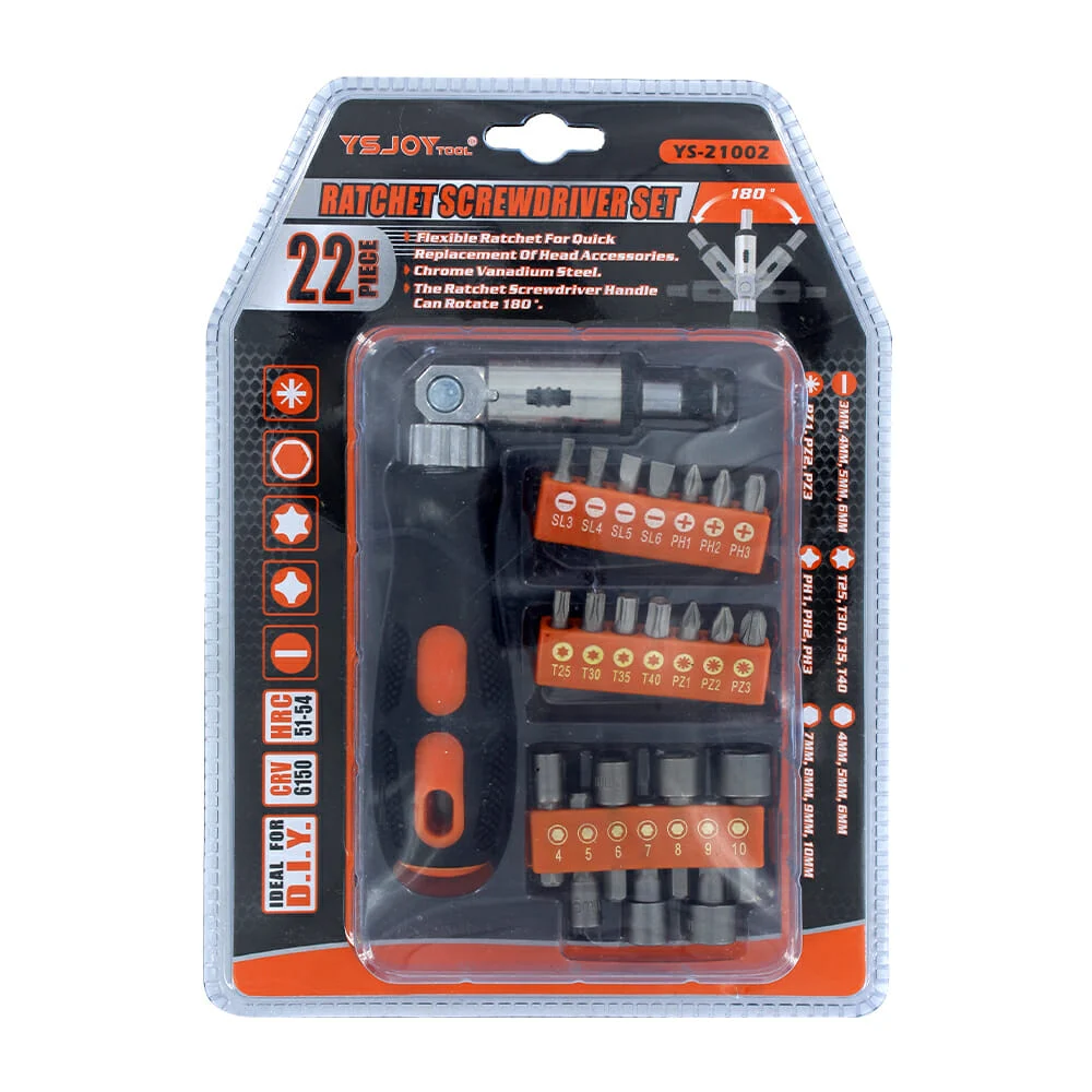 Destornillador de trinquete con 21 puntas intercambiables / ys-21002