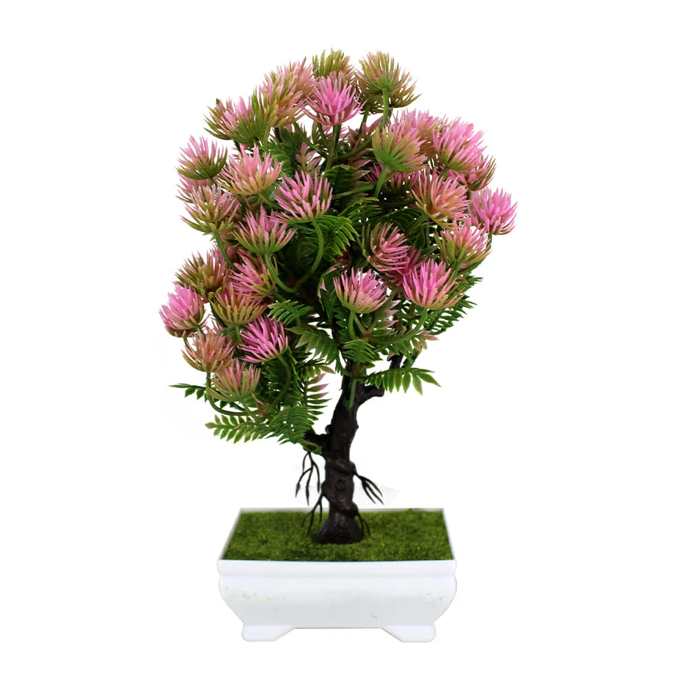 Maceta rectangular decorativa con pasto y árbol artificial 26cm / hl-…