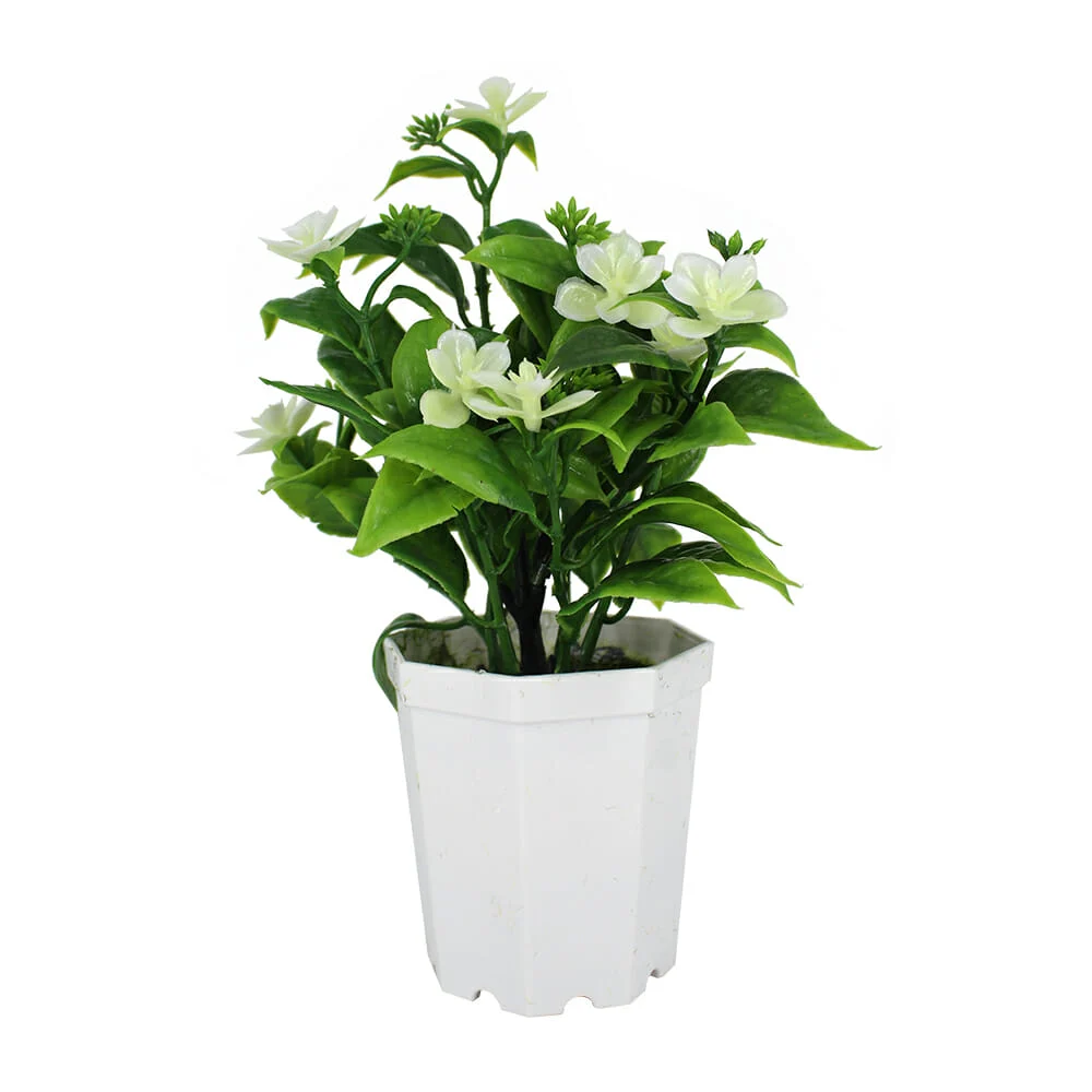Maceta en octógono, decorativa, con follaje y flores decorativas, de …
