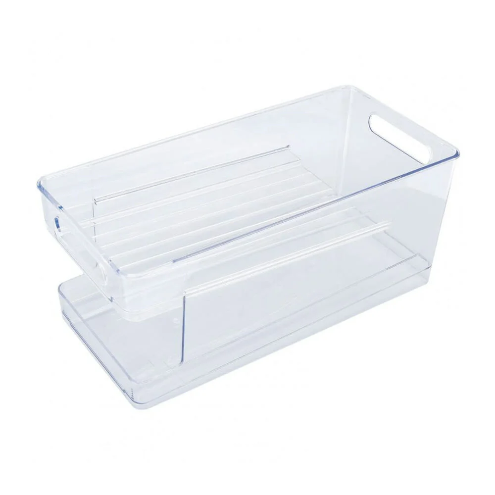 Organizador transparente de latas para refrigerador con 2 niveles