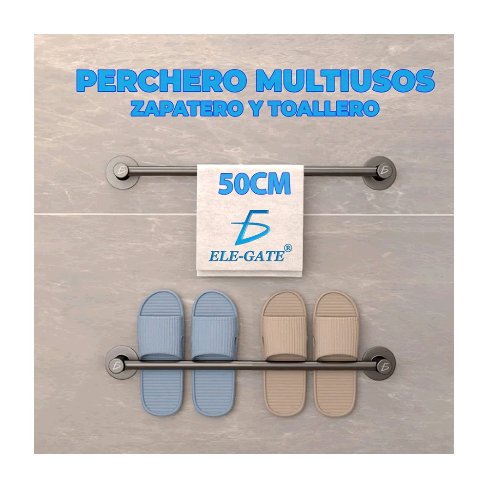 Soporte de plástico adhesivo para toalla de baño 50cm hog.97.50cm