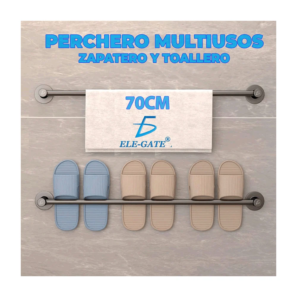 Soporte de plástico adhesivo para toalla de baño 70cm hog.97.70cm