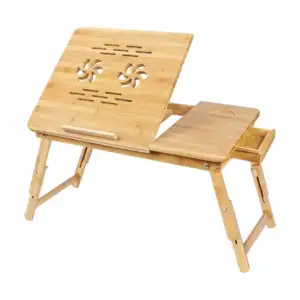 Mesa de bambú portátil para laptop, ajustable + espacio para el mouse…