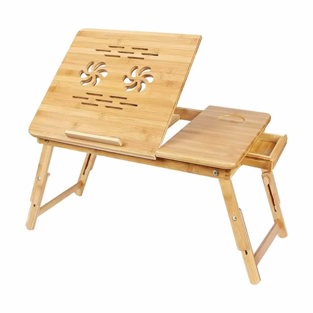Mesa de bambú portátil para laptop, ajustable + espacio para el mouse…