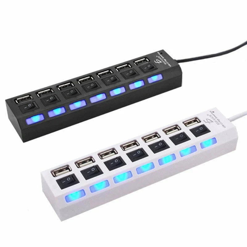 Hub de 7 puertos usb 2.0 con switches controladores e iluminación led…