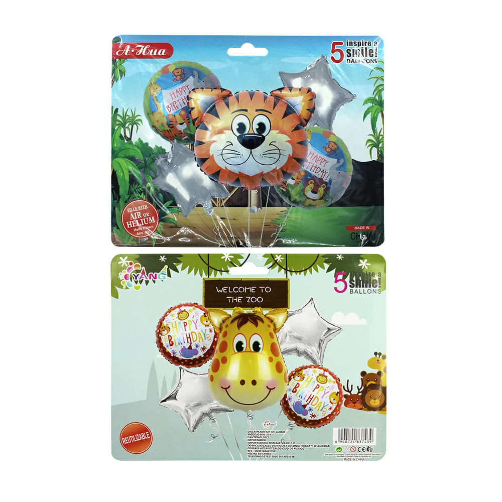 Set 5 pzas globos de animales hw-374-3 / mt521