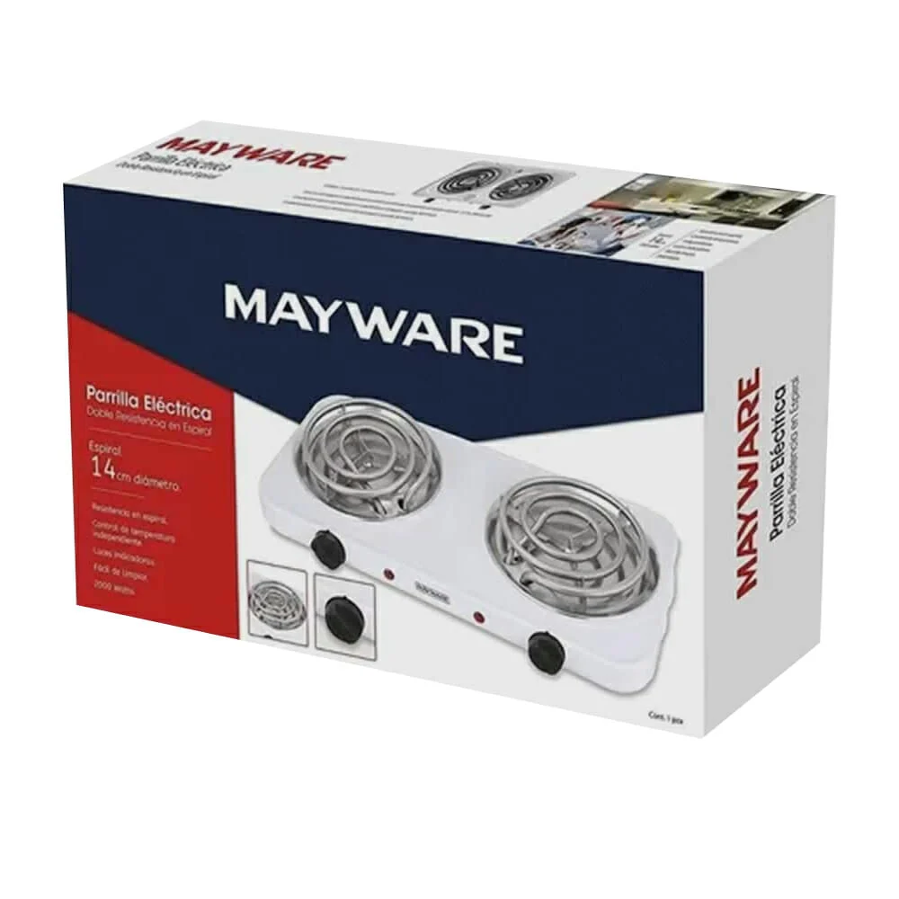 Parrilla eléctrica mayware doble resistencia con controlador de tempe…