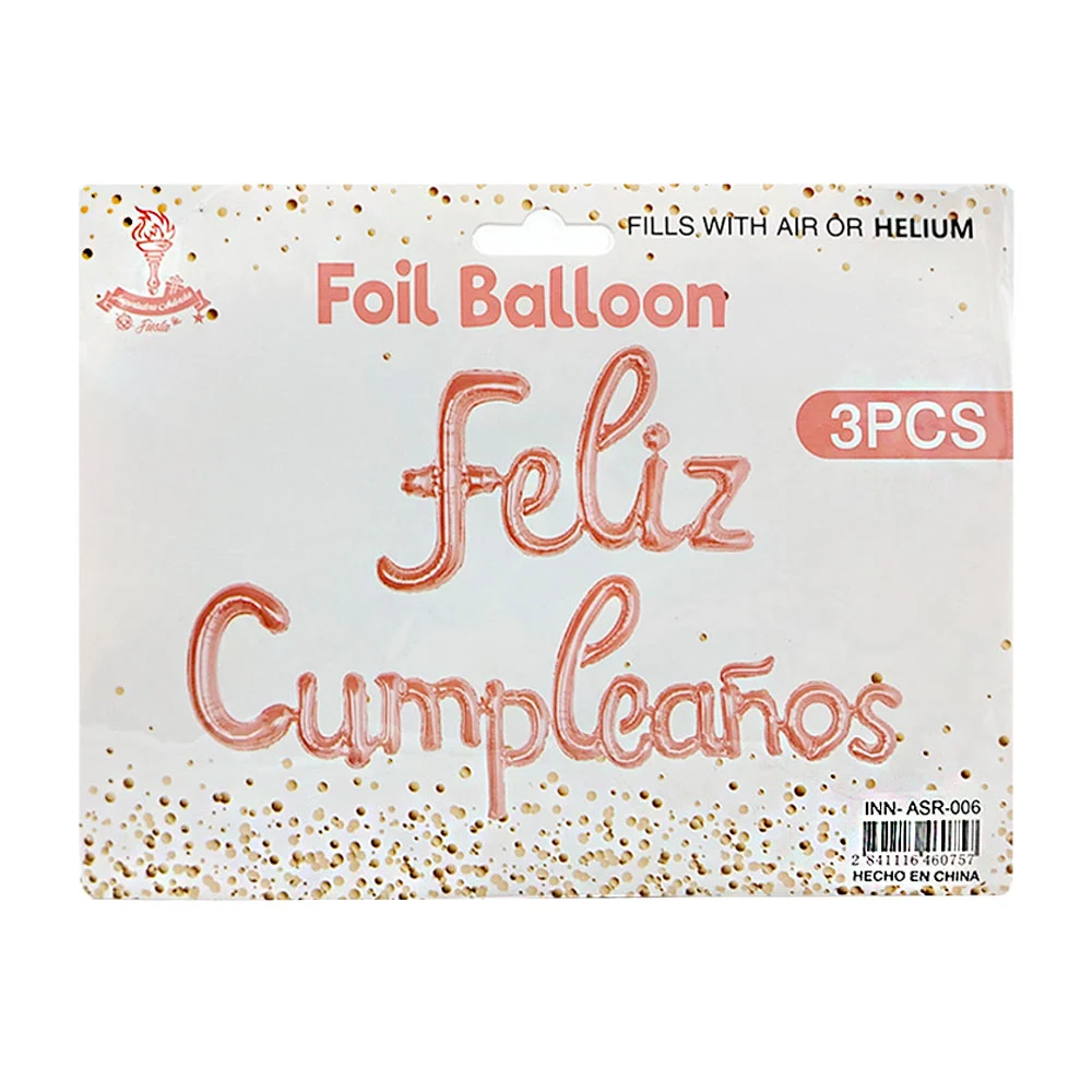 Set de 3 globos color metálico con frase de felíz cumpleaños, varieda…