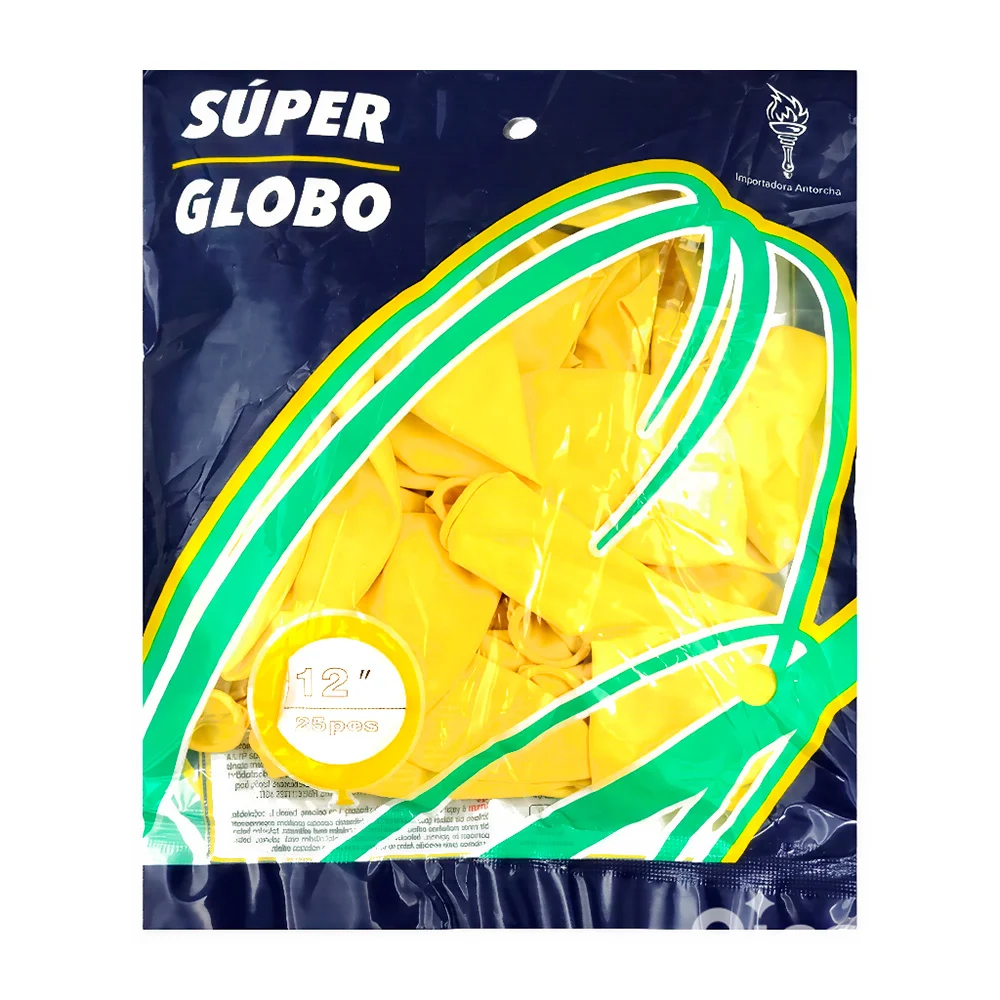 Paquete con 25 globos de látex 12 pulgadas en color amarillo