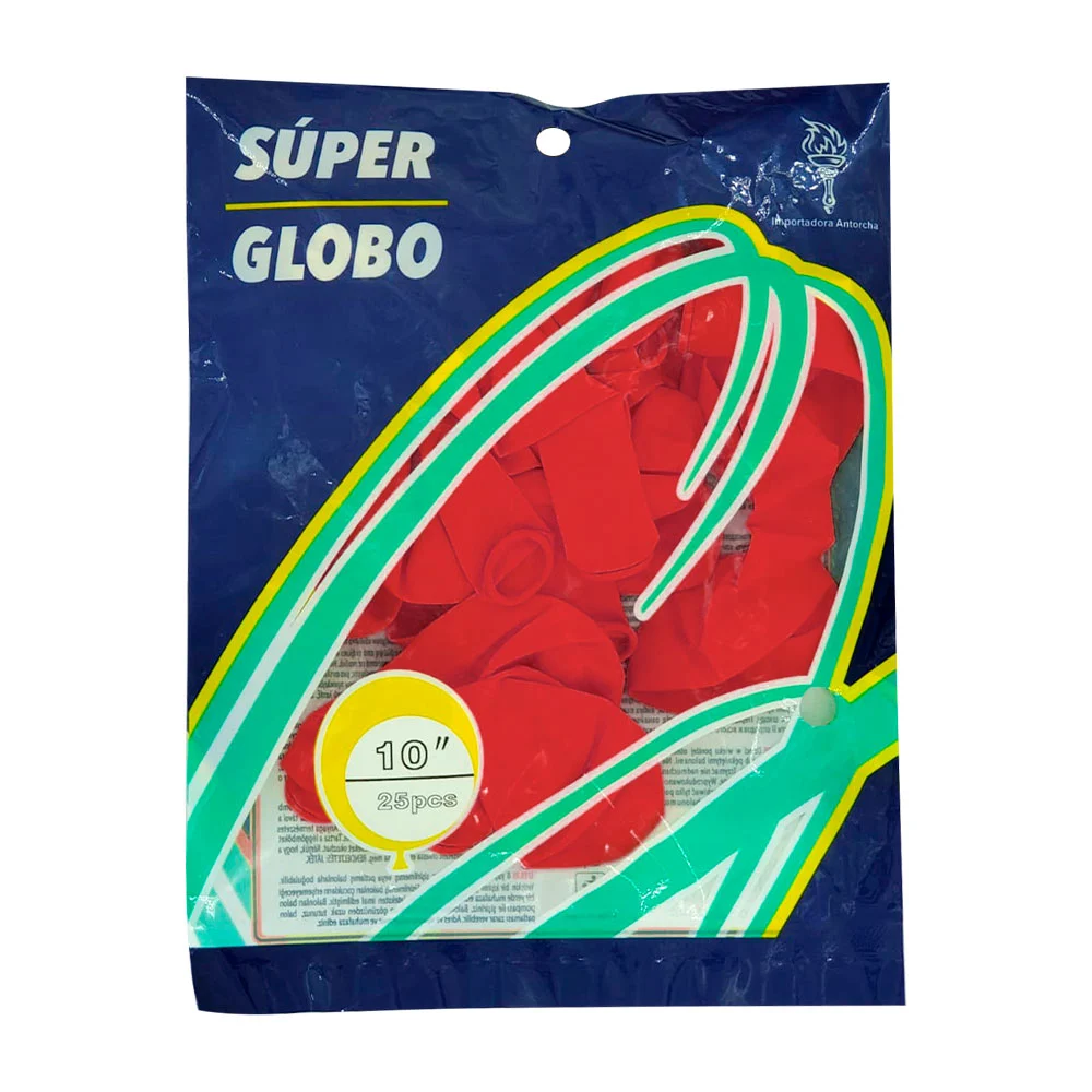 Paquete con 25 globos de látex 10 pulgadas en color rojo