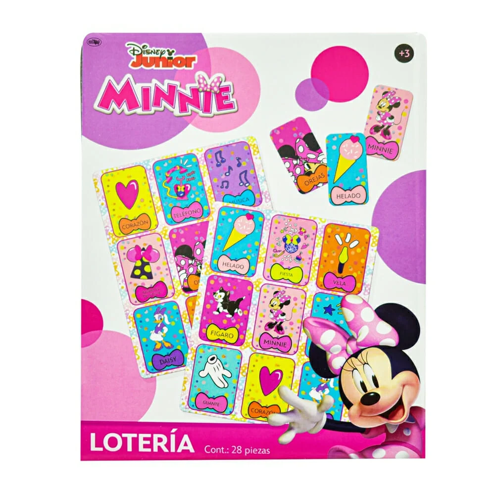 Juego de mesa, lotería con diseño de minnie, 28 pzas, djmi7-lt66