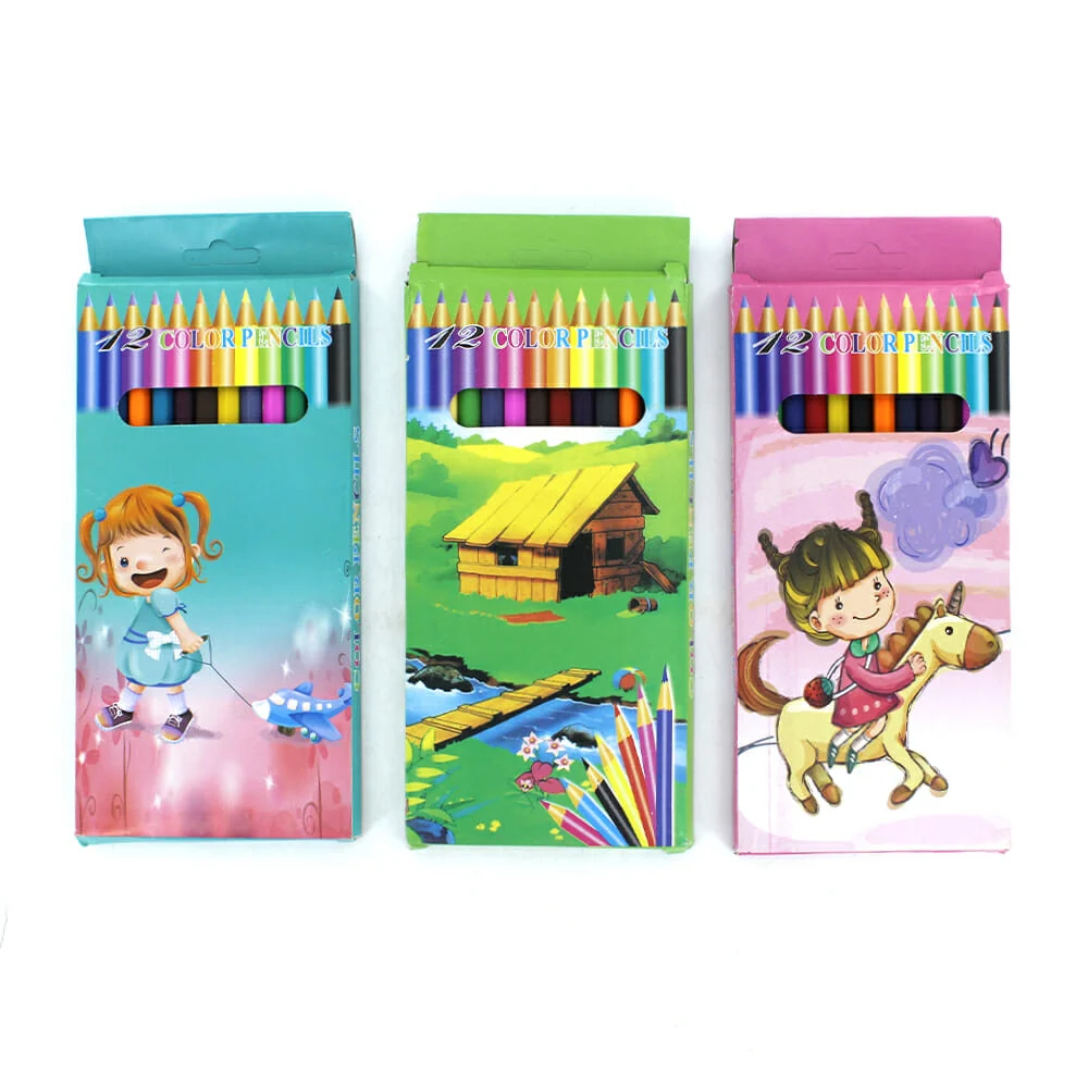 Caja con 12 lápices de colores color pencils, variedad de diseños / 1…