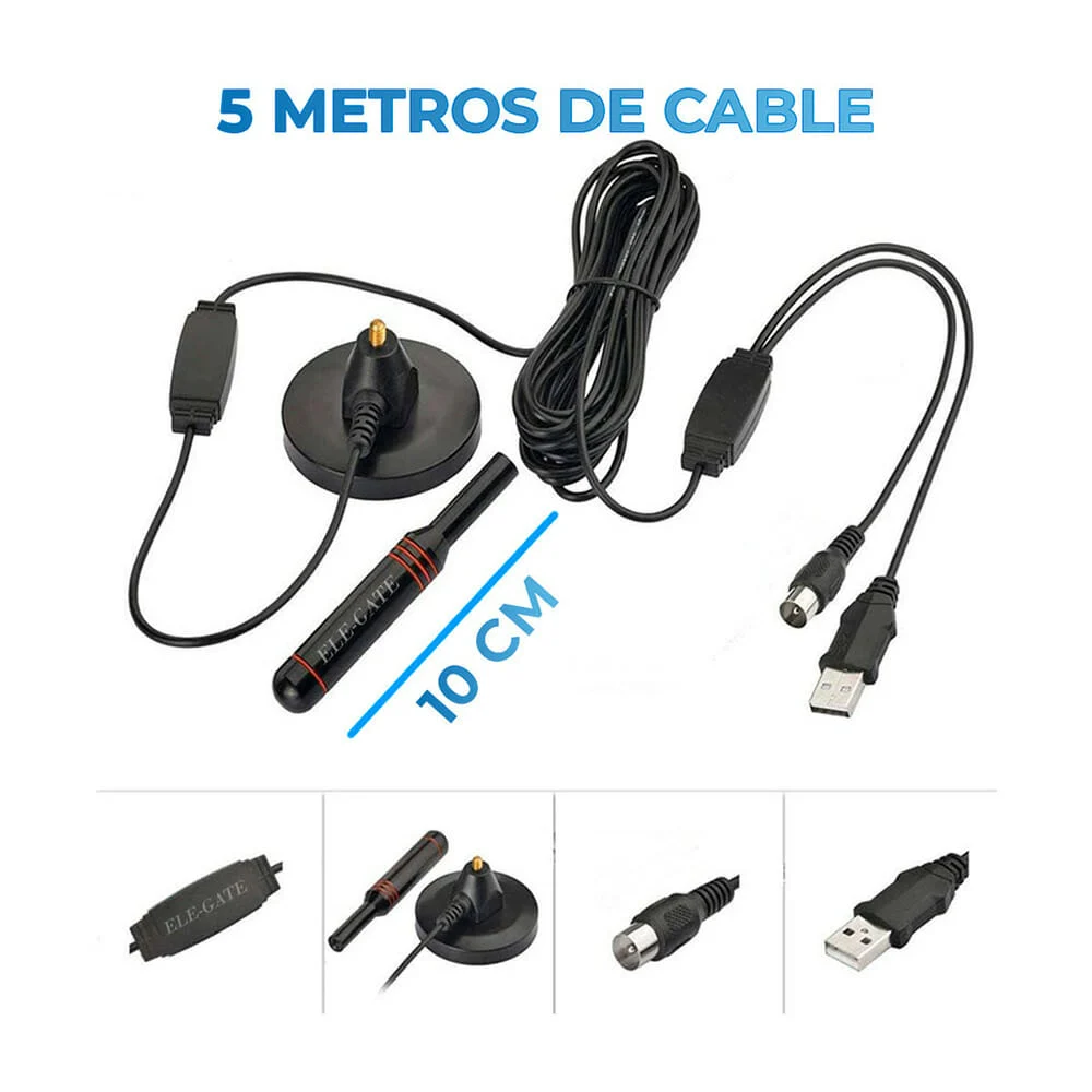 Antena digital hdtv de largo alcance con 5 metros de cable para telev…