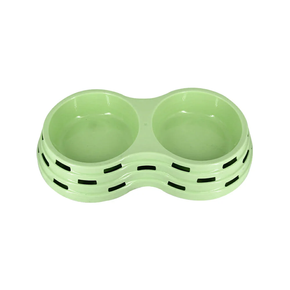 Doble plato mediano redondo de plástico para mascota 13cm, variedad d…