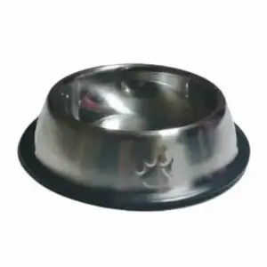 Tazón metálico chico para perro con diseño de huellas jr1029