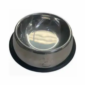 Tazón metálico mediano para perro con diseño de huellas jr1030