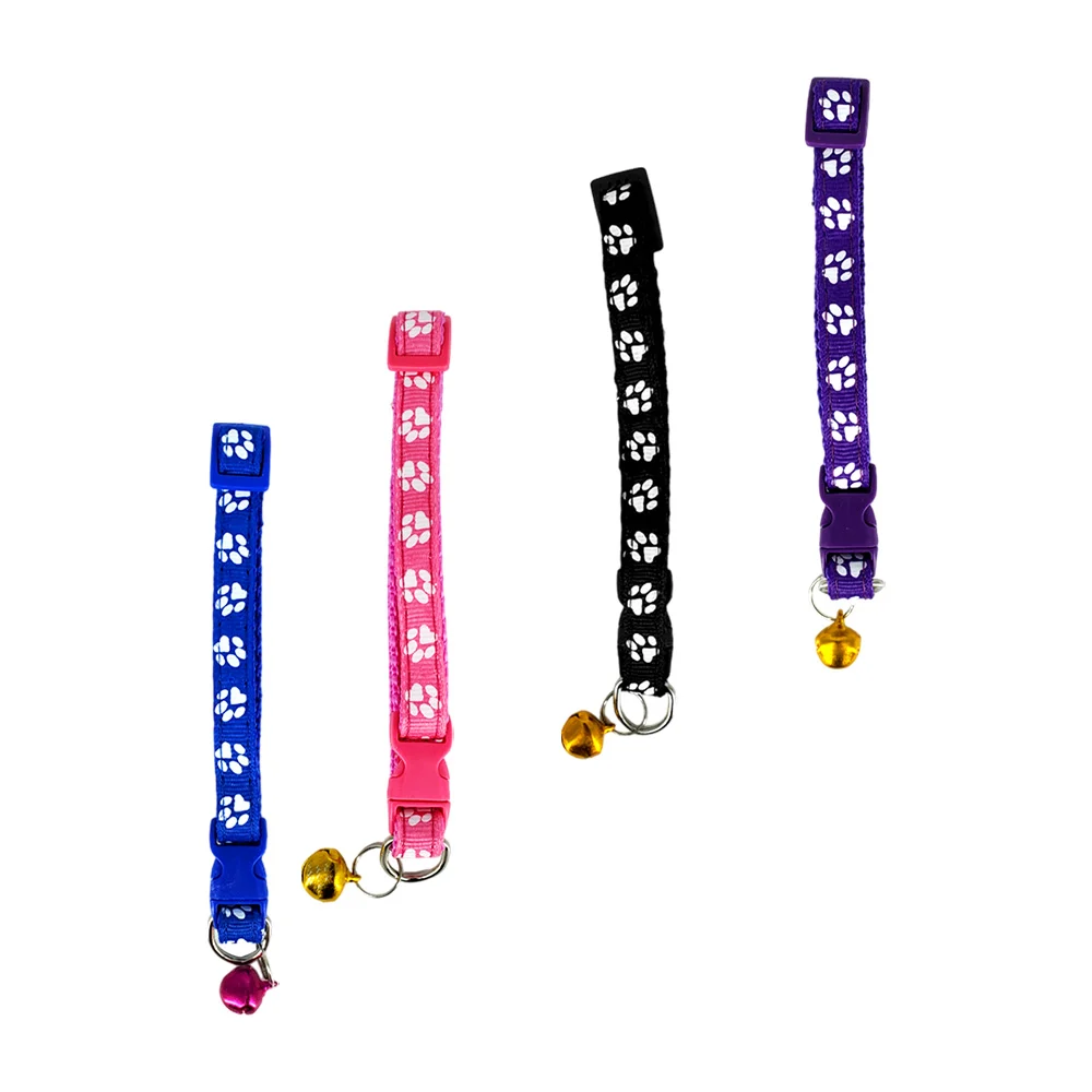 Collar ajustable, con diseño de huellas y ancho 1cm, con cascabel par…